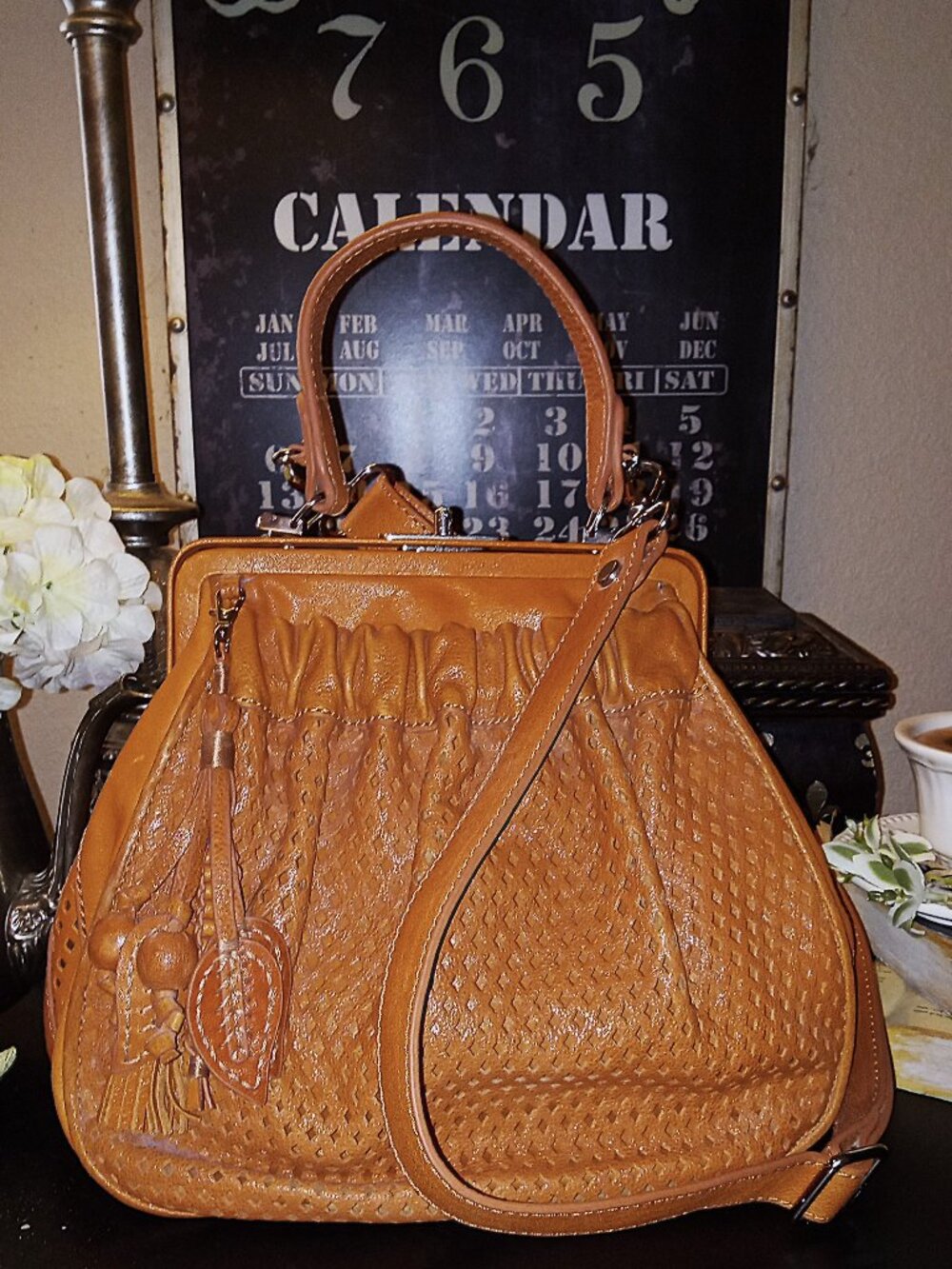 Lockheart Meshed Up Maxine Chestnut Leather Convertible Handbag